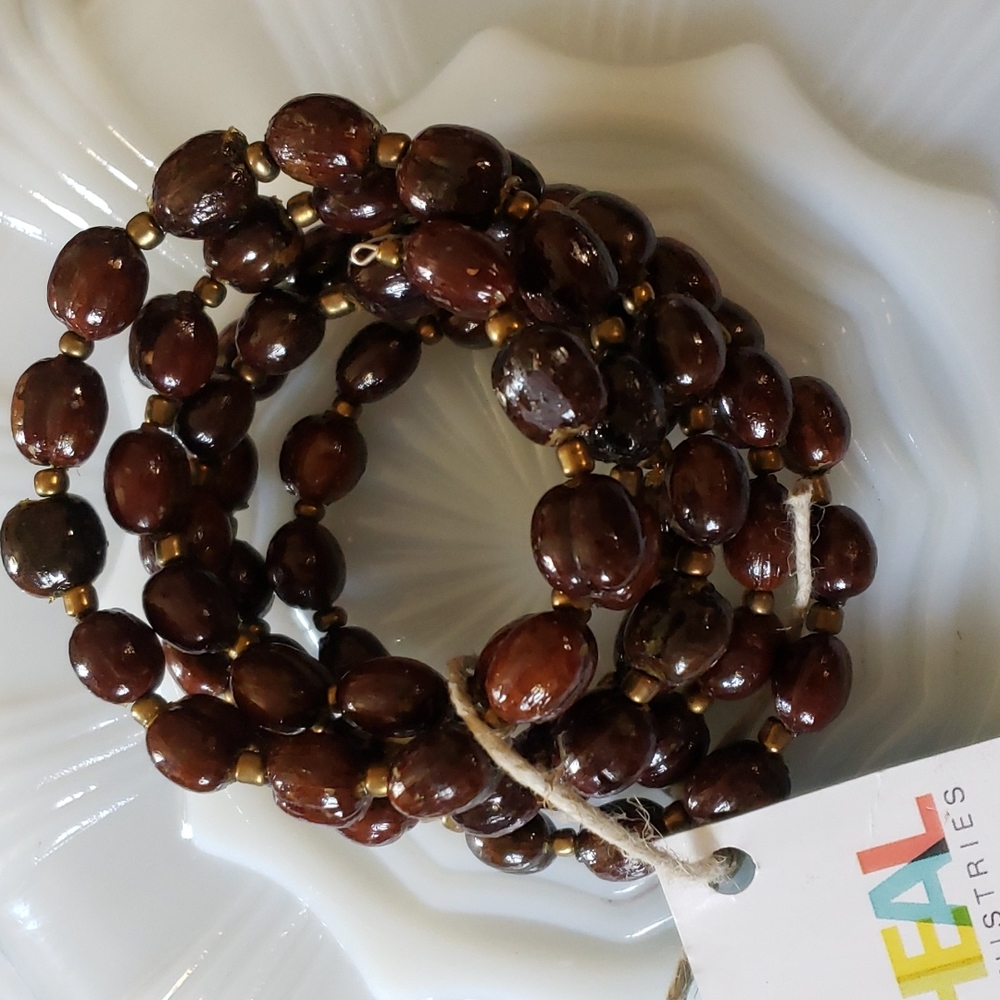 Heal Ministries Brown Bead Wrap Bracelet